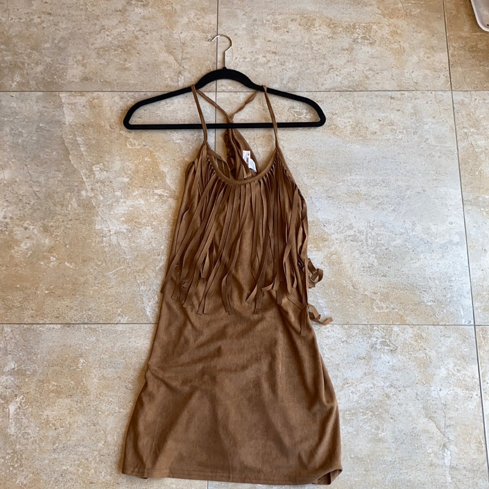 Fringe brown dress